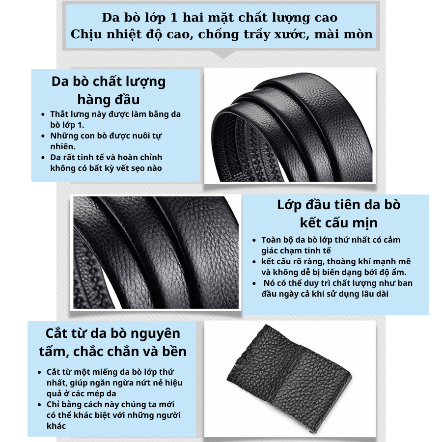 Dây thắt lưng không đầu khóa dây lưng nam da bò  dây nịt nam đầu khóa dây thắt lưng nam, đầu khóa tự đông mẫu đa dạng