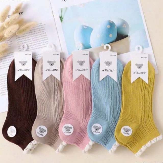 SÉT 5 ĐÔI TẤT NỮ BÈO CỔ NGẮN THỜI TRANG