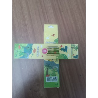 Set 6 Bút Chì Gỗ Chuốt HB Cao Cấp Kèm Hộp Quà Cho Bé Hoạt Hình Người Nhện/ Xe/ Khủng Long