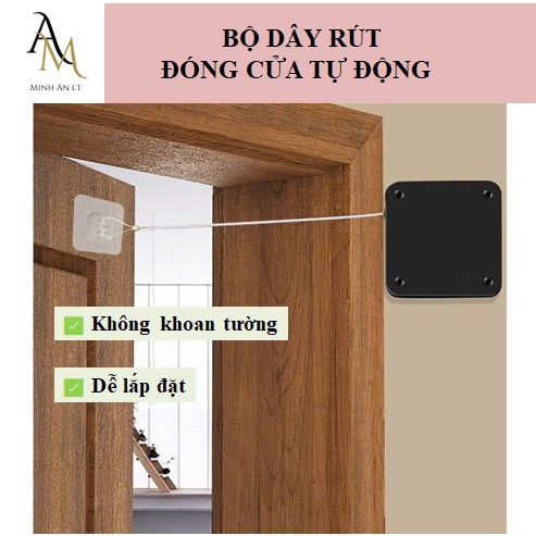 (Loại lớn 6CM) Bộ Dây Rút Đóng Cửa Tự Động Không Khoan Tường - Hộp Dây ...