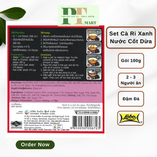 Hộp Cà ri Xanh Thái Nước Cốt Dừa 2 trong 1 hiệu Lobo. Green Curry Creamed Coconut --> Cari Xanh hộp giấy 2:1