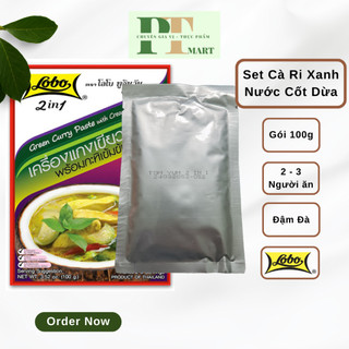 Hộp Cà ri Xanh Thái Nước Cốt Dừa 2 trong 1 hiệu Lobo. Green Curry Creamed Coconut --> Cari Xanh hộp giấy 2:1