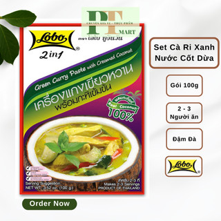 Hộp Cà ri Xanh Thái Nước Cốt Dừa 2 trong 1 hiệu Lobo. Green Curry Creamed Coconut --> Cari Xanh hộp giấy 2:1