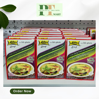 Hộp Cà ri Xanh Thái Nước Cốt Dừa 2 trong 1 hiệu Lobo. Green Curry Creamed Coconut --> Cari Xanh hộp giấy 2:1