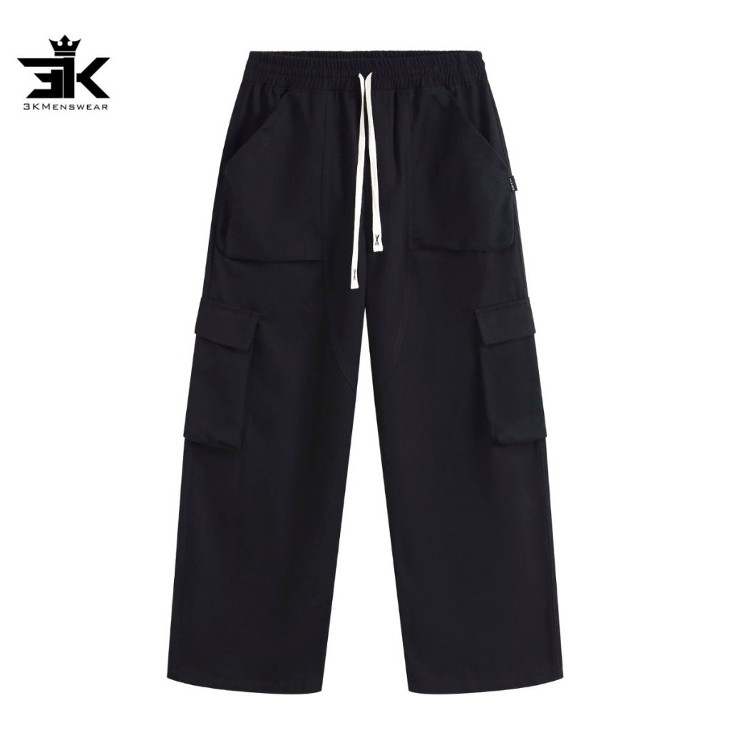Quần Cargo kaki túi hộp 3KMENSWEAR, Quần Dài jean from uNIsex dáng suông form 45-85kg Có Túi