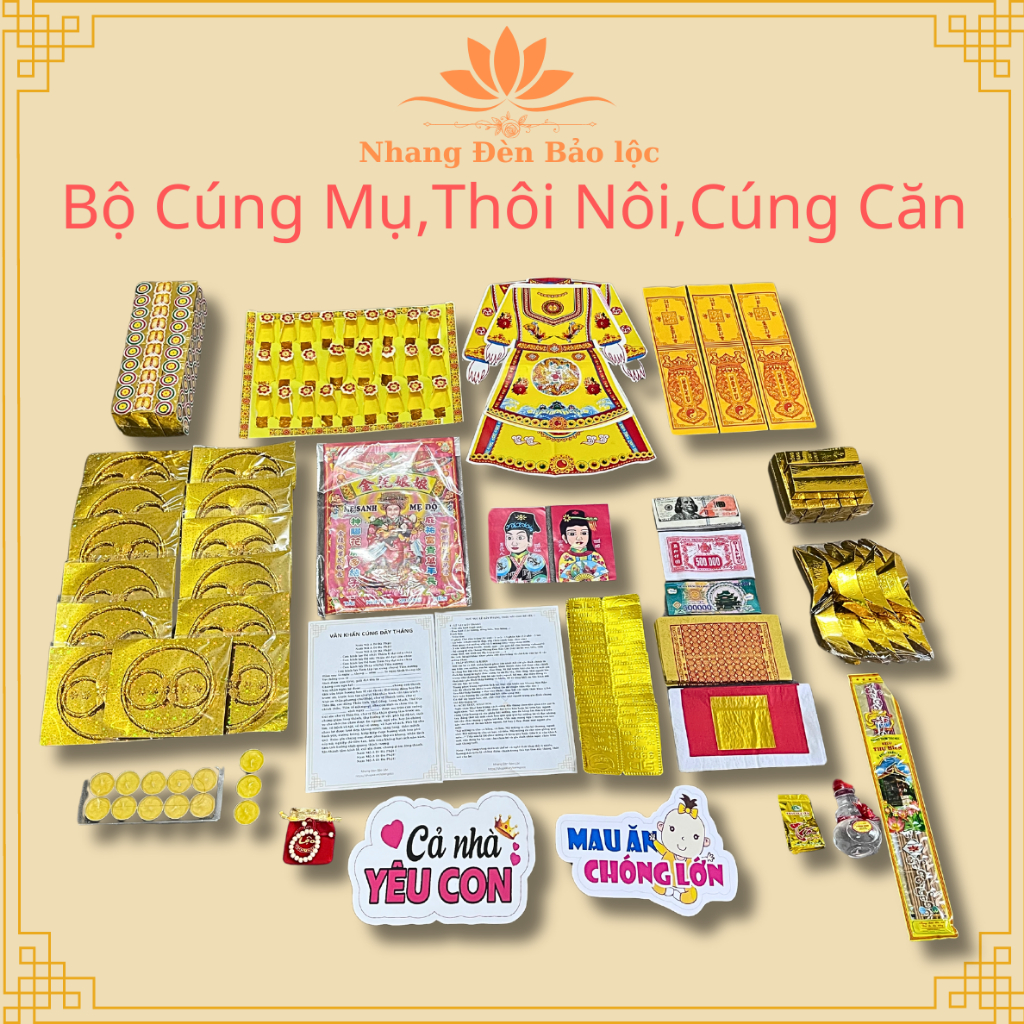 COMBO Đồ Cúng Mụ CHUẨN 2025, Cúng Đầy Tháng ,Thôi Nôi ,Cúng Căn, Bé Trai- Bé Gái Kèm Bài Khấn
