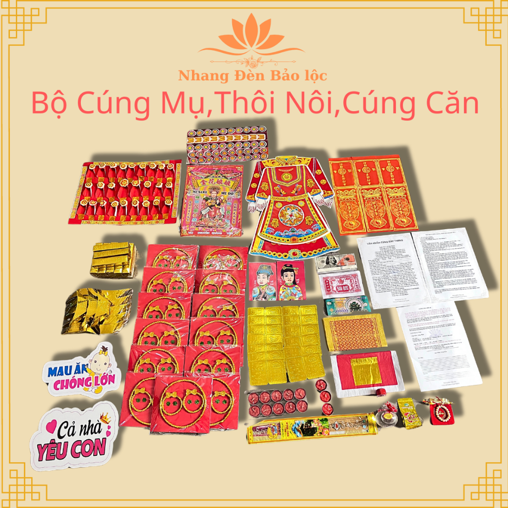 COMBO Đồ Cúng Mụ CHUẨN 2025, Cúng Đầy Tháng ,Thôi Nôi ,Cúng Căn, Bé Trai- Bé Gái Kèm Bài Khấn