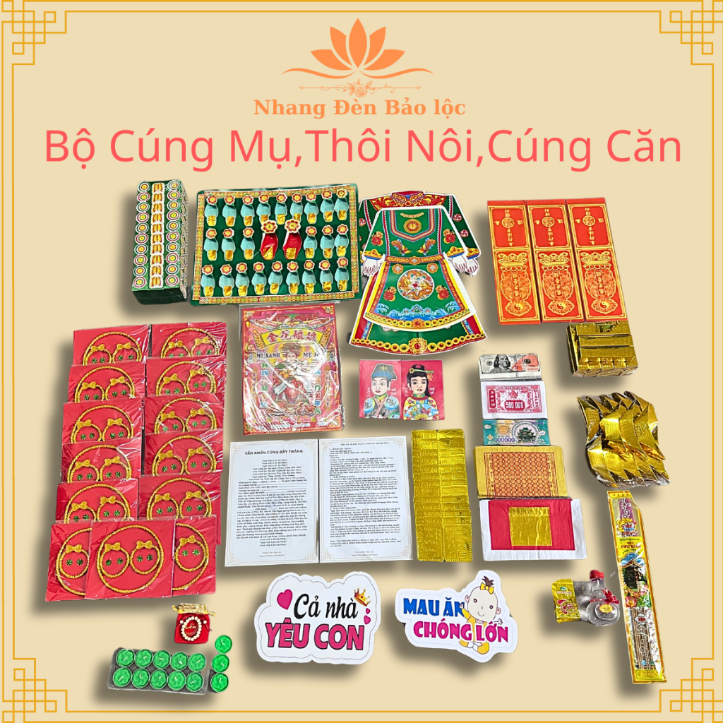 COMBO Đồ Cúng Mụ CHUẨN 2025, Cúng Đầy Tháng ,Thôi Nôi ,Cúng Căn, Bé Trai- Bé Gái Kèm Bài Khấn