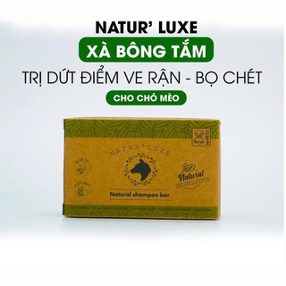 Xà phòng tắm tự nhiên cho chó mèo Natur'Luxe Natural Shampoo Bar M-pets bánh 200g khử mùi mềm lông