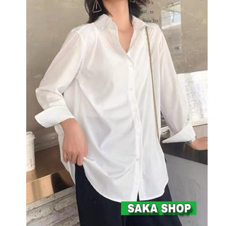 Áo sơ mi trắng nữ tay dài kate Hàn không nhăn mịn mát