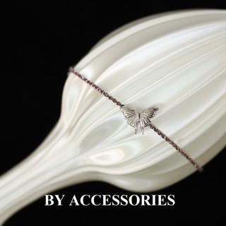 Lắc tay nữ titan đá màu hồng tím phối mặt hình bướm không gỉ WB2417 BY ACCESSORIES