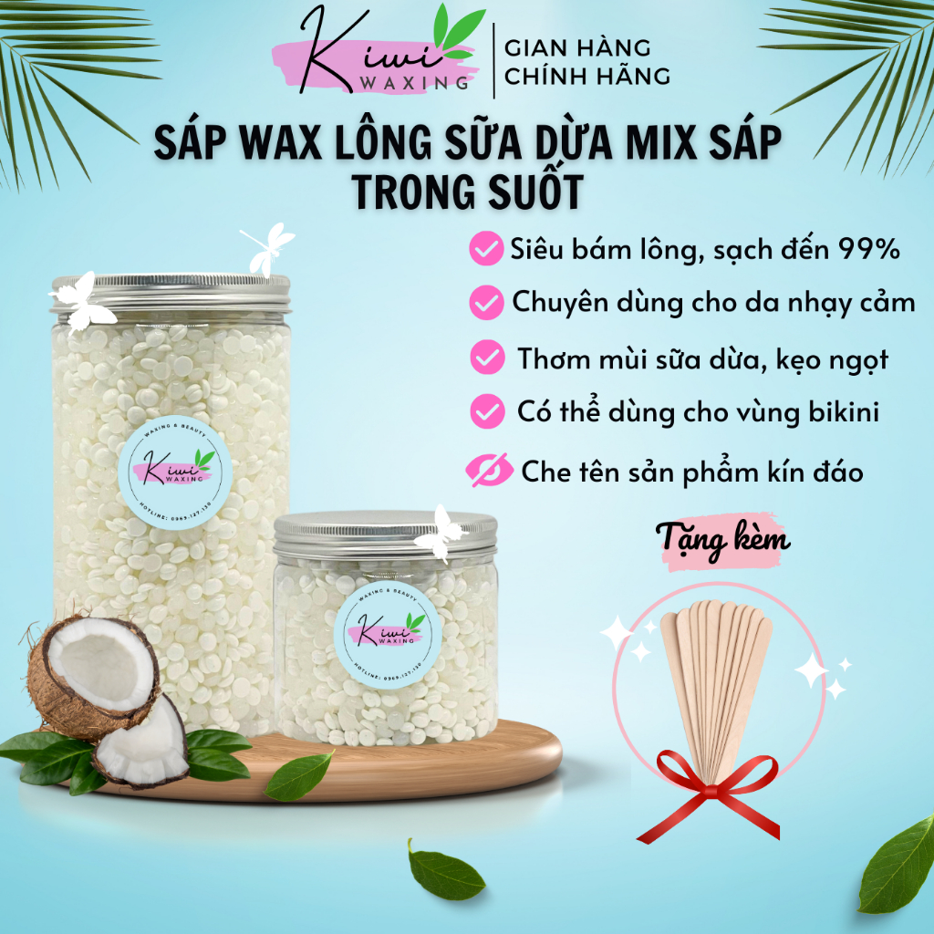Sáp Wax Lông Sữa Dừa mix Trong Suốt cao cấp KIWI WAXING, chuyên dụng ...