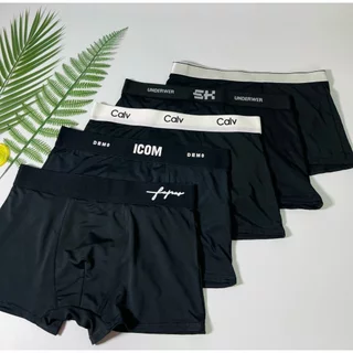[GIÁ TẬN XƯỞNG] Combo 5 quần sịp đùi nam full đen mix mã chất liệu thun lạnh co giãn 4 chiều Menswear Quần Boxer