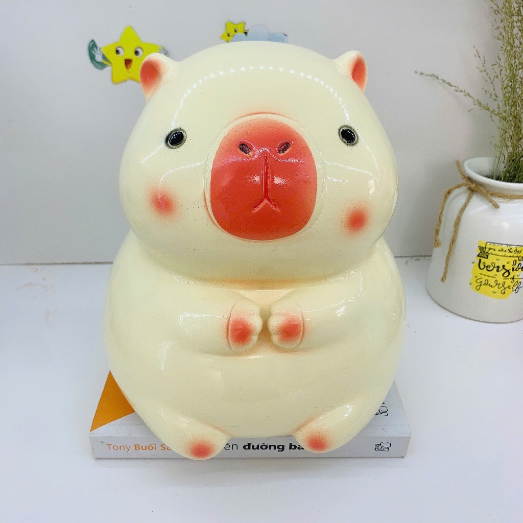 Heo đất lỗ tròn ống tiết kiệm chuột Capybara cute size lớn-lợn đất tiết kiệm quà tặng, trang trí