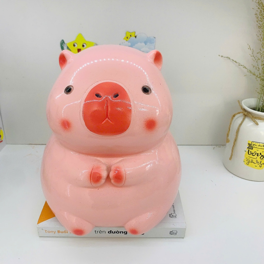 Heo đất lỗ tròn ống tiết kiệm chuột Capybara cute size lớn-lợn đất tiết kiệm quà tặng, trang trí