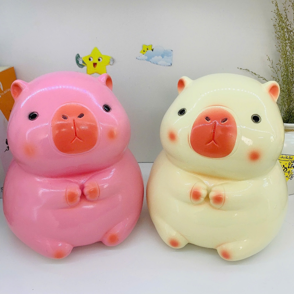 Heo đất lỗ tròn ống tiết kiệm chuột Capybara cute size lớn-lợn đất tiết kiệm quà tặng, trang trí