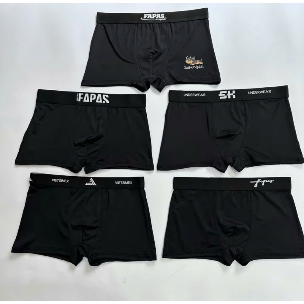 [ Free Ship] Quần lót nam, quần sịp đùi boxer nam Full Đen chất thun lạnh cao cấp co dãn 4 chiều