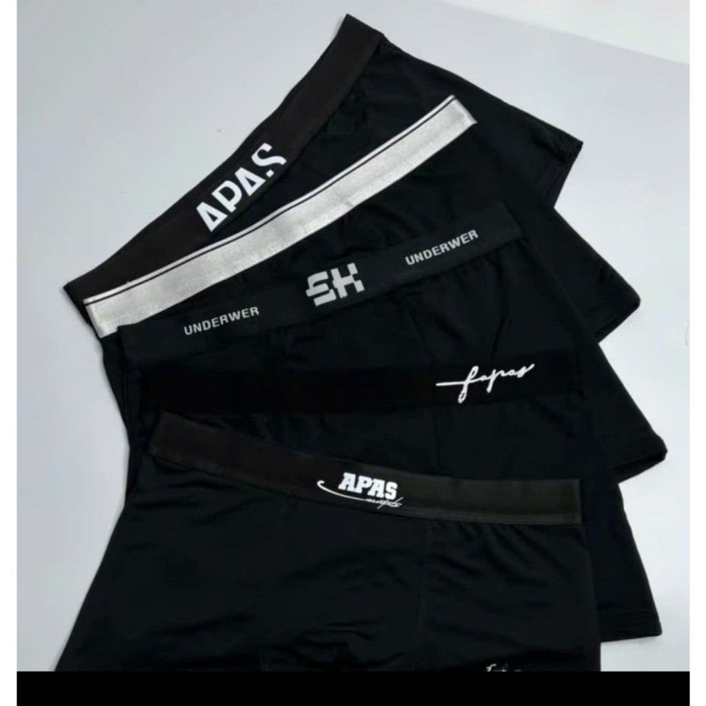 [ Free Ship] Quần lót nam, quần sịp đùi boxer nam Full Đen chất thun lạnh cao cấp co dãn 4 chiều