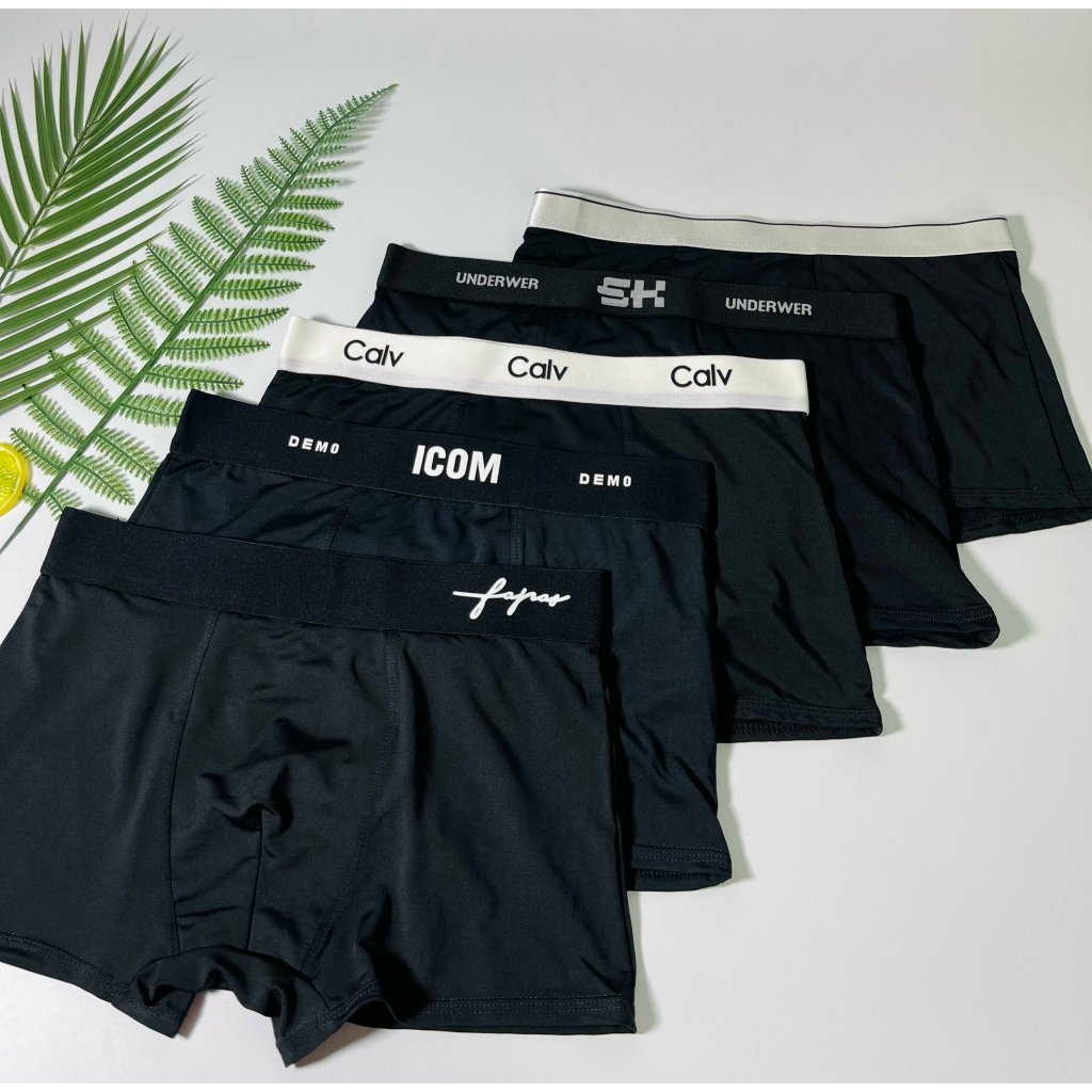 [ Free Ship] Quần lót nam, quần sịp đùi boxer nam Full Đen chất thun lạnh cao cấp co dãn 4 chiều