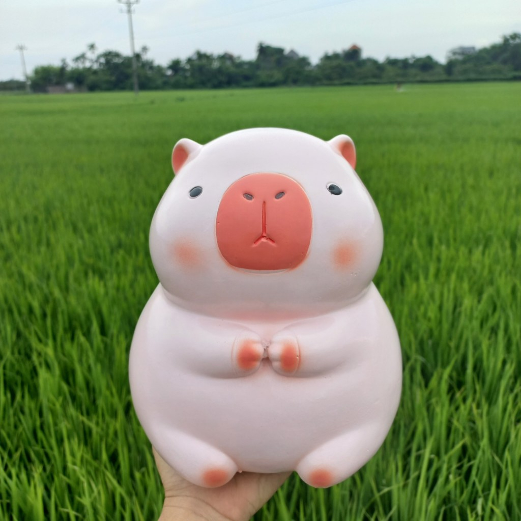 [Mua1 tặng 1 nhỏ]Heo đất lợn đất tiết kiệm Chuột Capybara size to lỗ tròn-ống tiêt kiệm trang tríLĐ2
