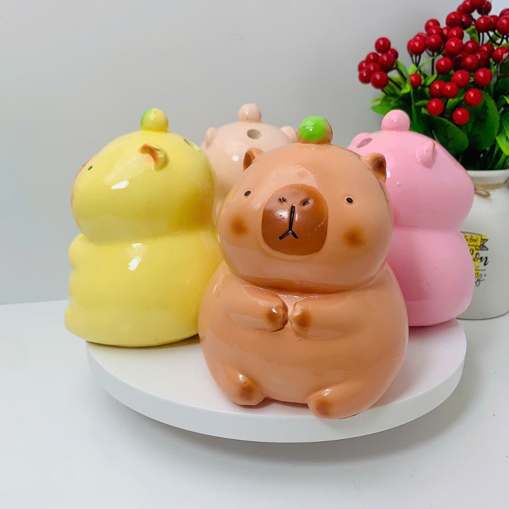 Heo đất Lợn đất ống tiết kiệm Heo Capybara size nhỏ đáng yêu- quà tặng trang trí decor