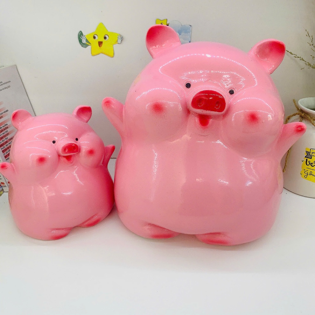 [Mua 1 tặng 1 nhỏ]Heo đất lợn đất tiết kiệm Heo Bánh Bao size to,ống tiết kiệm quà tặng LĐ2