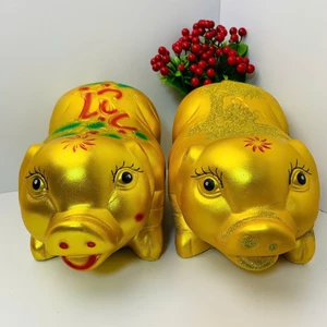 Heo đất tiết kiệm ngọc trinh nhũ Lộc dáng dài size nhỡ(C20xD35xR17)lợn đất phong thủy tài lộc