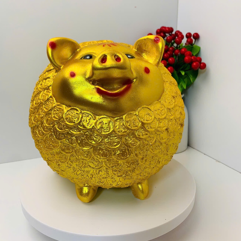 Heo Đất lợn đất Nhím đồng xu màu vàng gold -ống tiết kiệm phong thủy mang may mắn tài lộc LĐ20