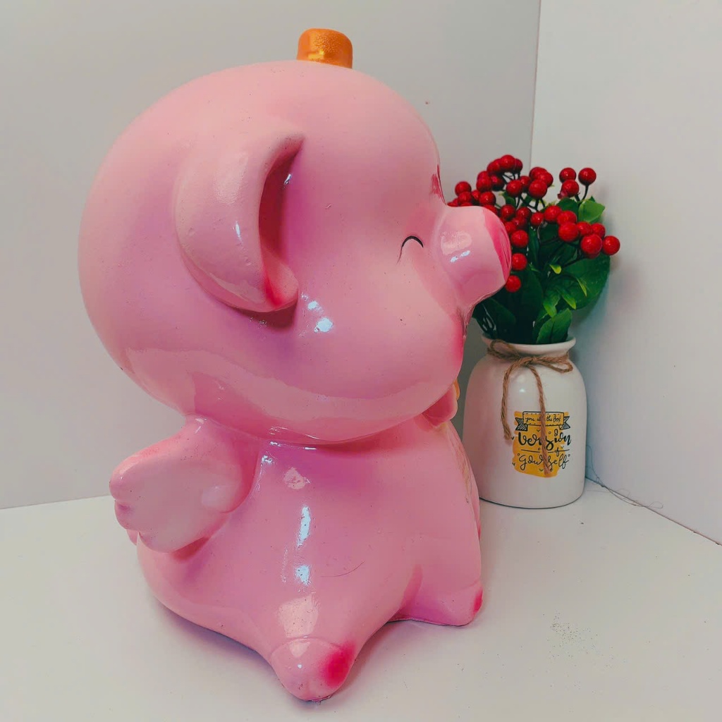 Heo đất lợn đất tiết kiệm Thiên Thần cánh tiên size đại,ống tiết kiệm quà tặng trang trí HĐ33