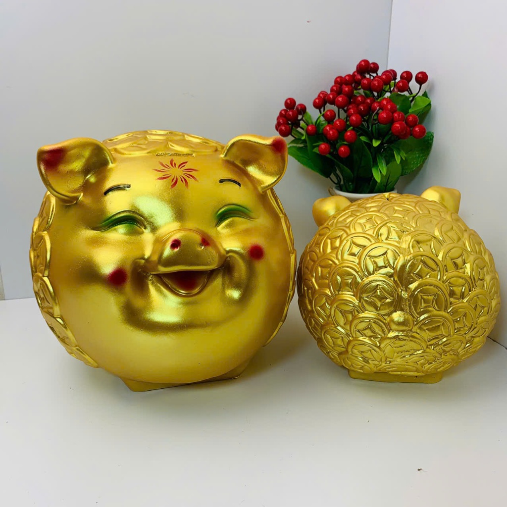 Heo đất lợn đất tiết kiệm tiền Nhím Híp Đồng tiền vàng đồng size to ống tiết kiệm quà tặng