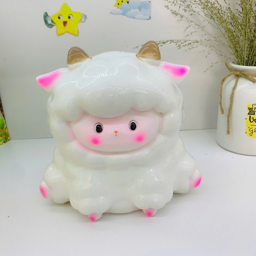 Heo đất tiết kiệm-ống heo tiết kiệm heo cừu cute size vừa dễ thương, quà tặng trang trí