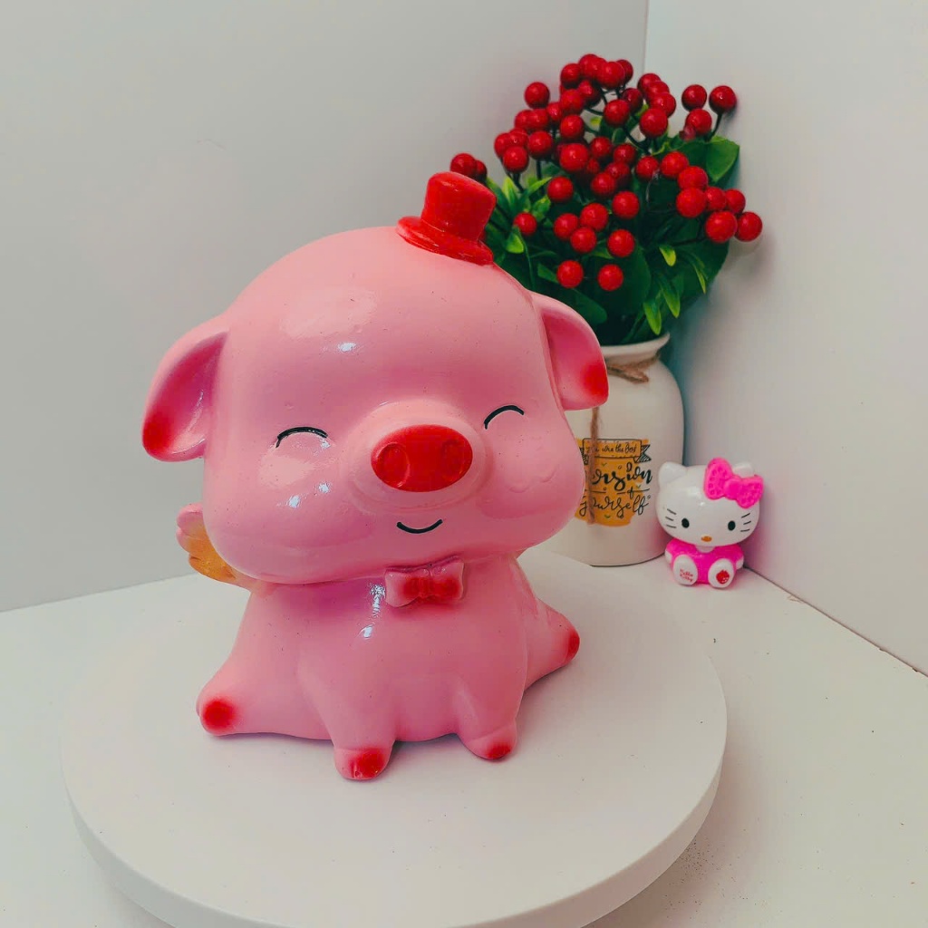 Heo đất lợn đất tiết kiệm Heo Thiên Thần Cánh Tiên size nhỏ ,ống tiết kiệm quà tặng trang trí