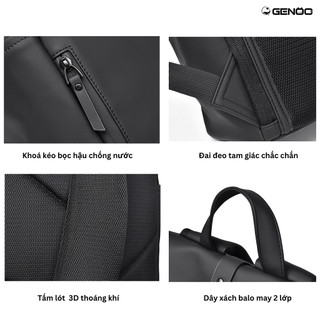 Balo Laptop GENOO Chống Nước Siêu Bền Phong Cách Hàn Quốc Vải Da Oxford Cao Cấp Nhiều Ngăn Tiện Dụng