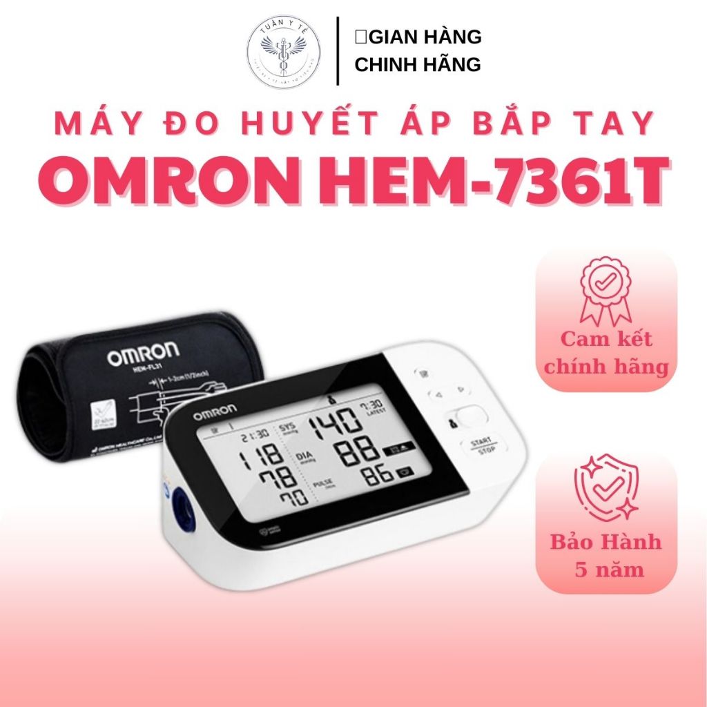 Máy Đo Huyết Áp Bắp Tay Điện Tử Omron HEM-7361T Cảnh Báo Rung Nhĩ Lưu ...