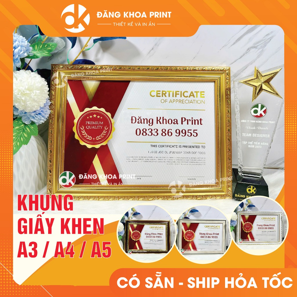 Khung giấy khen bằng khen a4, a5, A3
