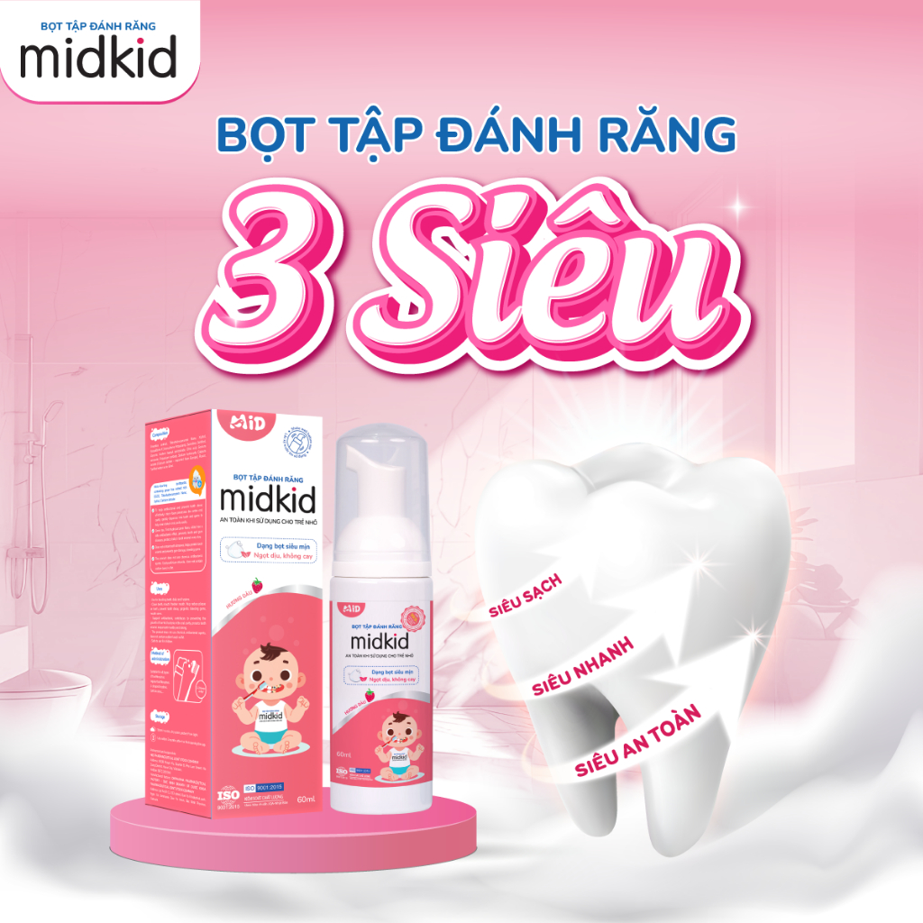 Ảnh Combo 2 hộp Bọt tâp đánh răng Midkid vị dâu 60ml - Tặng Bàn chải U hình thú ngẫu nhiên + Sticker 4