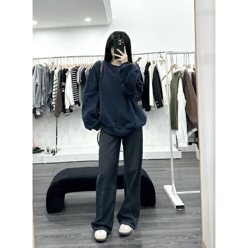 Áo nỉ Sweater form to rộng Nam Nữ hàng Quảng Châu