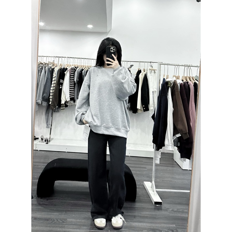 Áo nỉ Sweater form to rộng Nam Nữ hàng Quảng Châu
