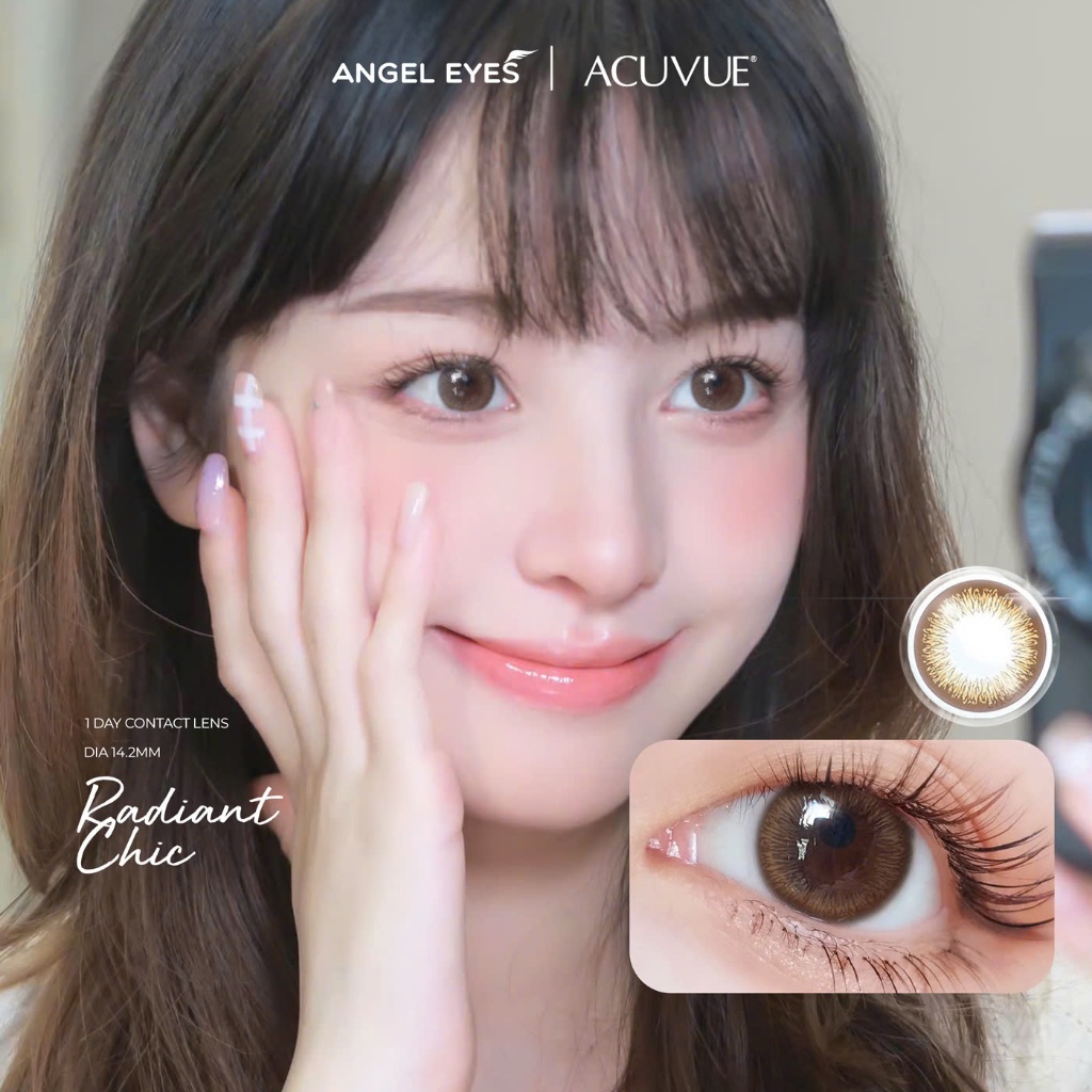 Ảnh Kính áp tròng 1 ngày màu nâu tự nhiên Radiant Chic ACUVUE Define Angel Eyes phân phối chính hãng có độ cận 0-9 3