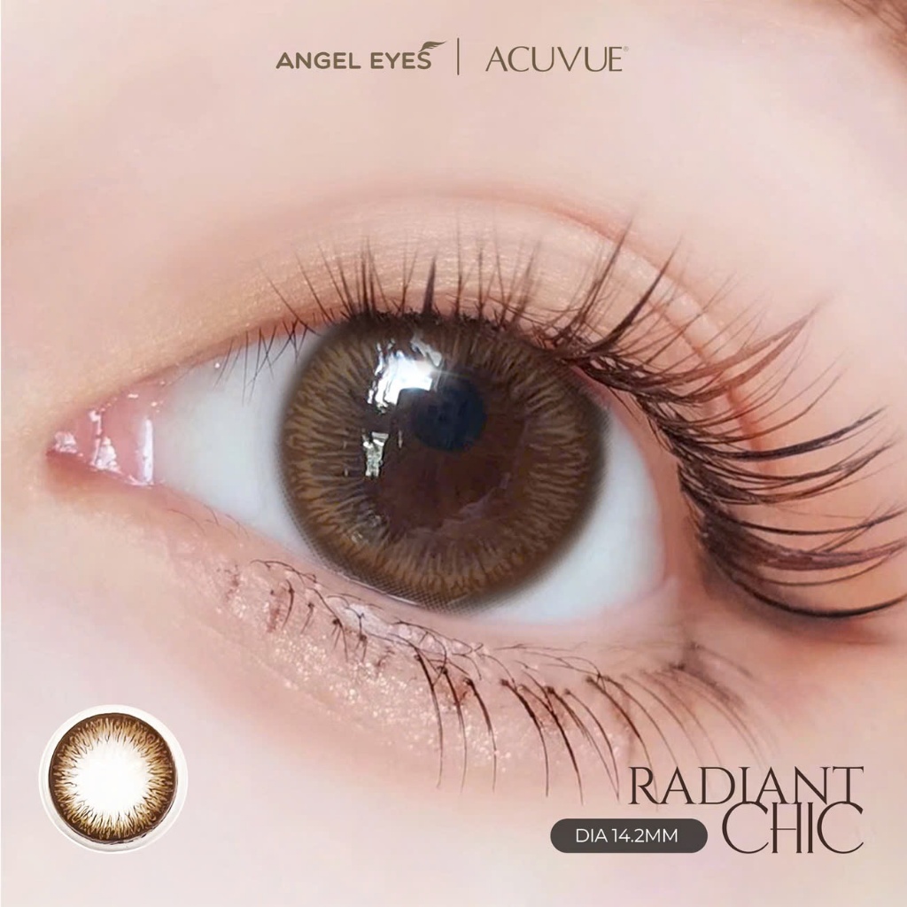 Ảnh Kính áp tròng 1 ngày màu nâu tự nhiên Radiant Chic ACUVUE Define Angel Eyes phân phối chính hãng có độ cận 0-9 1