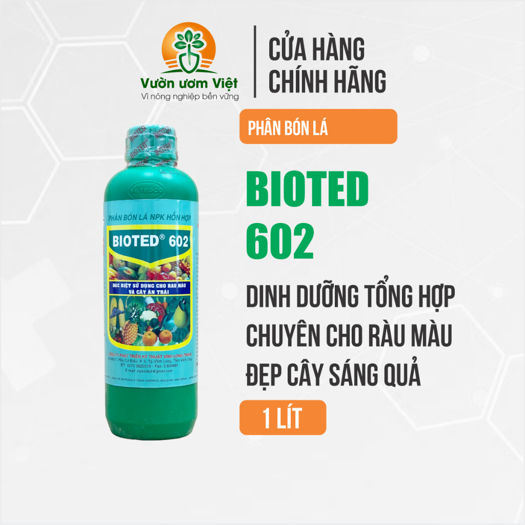 Phân bón lá Bioted 602 chuyên dưỡng lá, dưỡng cơi đọt, thúc đọt cực mạnh. lá khỏe - 1 Lít
