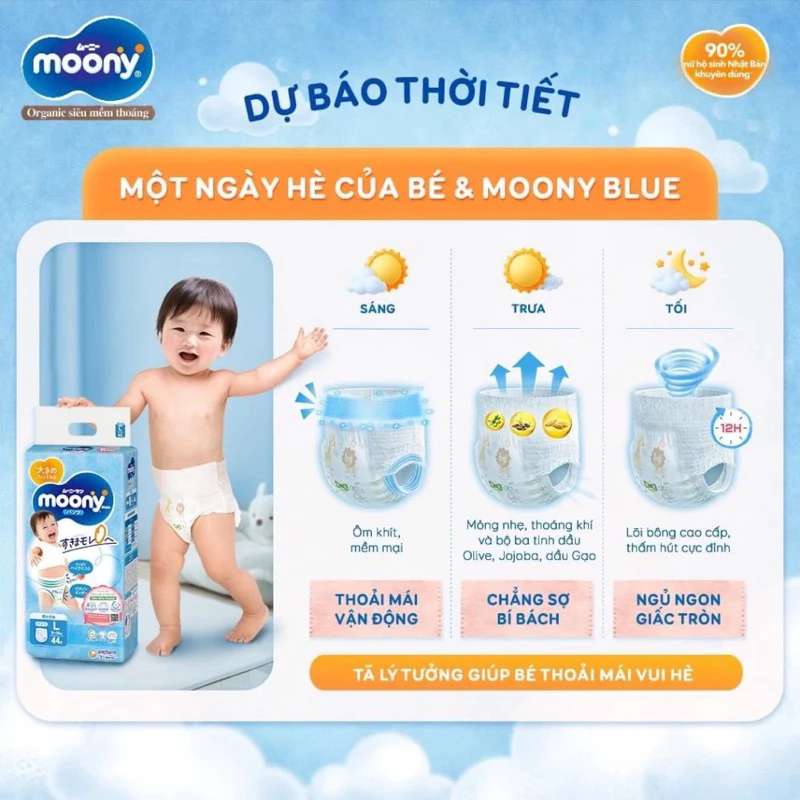 Hot:  Bỉm Tã MOONY XANH/ NATURAL ( Trắng) ĐỦ SIZE