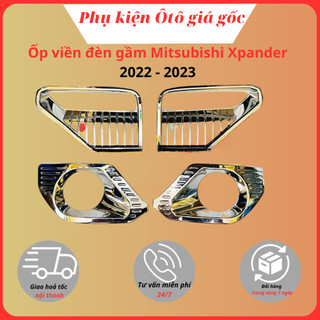 Ốp viền đèn trước, sau xe Mitsubishi Xpander 2022, 2023 mạ crom cao cấp, sáng bóng