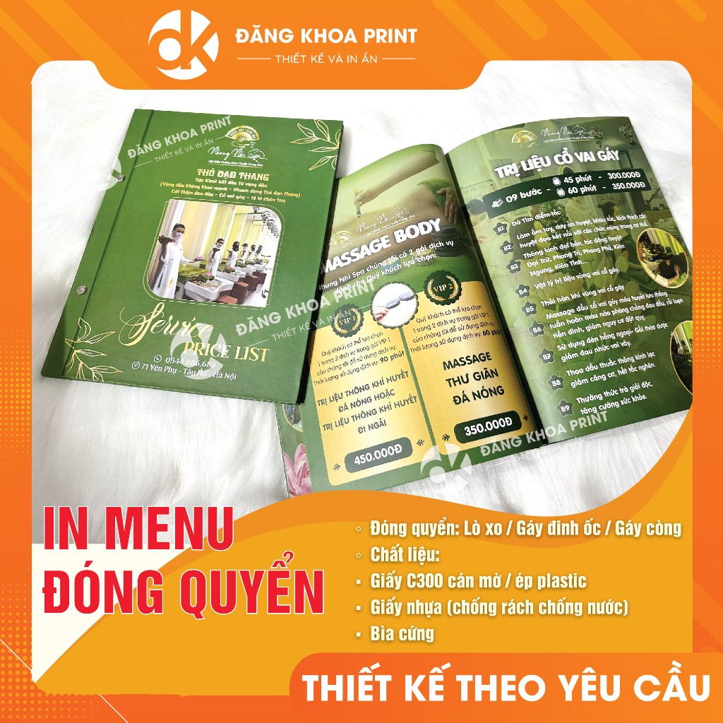 In menu đóng quyển (đóng gáy lò xo/ gáy đinh ốc/đóng còng) [THIẾT KẾ THEO YÊU CẦU]