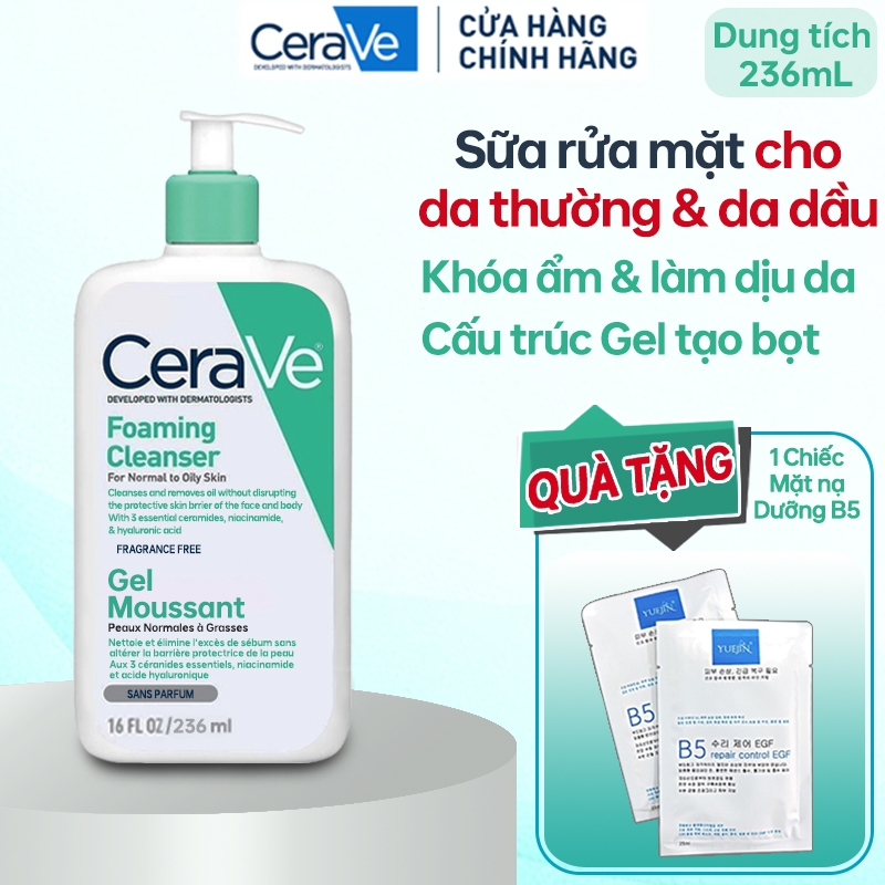 Sữa rửa mặt cerave chính hãng dung tích 236ml dành cho da dầu mụn, da ...