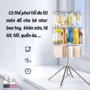 Cây phơi đồ em bé chính hãng umoo UM-09116 inox xoay 360 độ đa năng