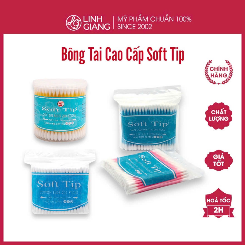 Bông tai Soft Tip ngoáy tai an toàn mềm mại không bở bông Linh Giang ...