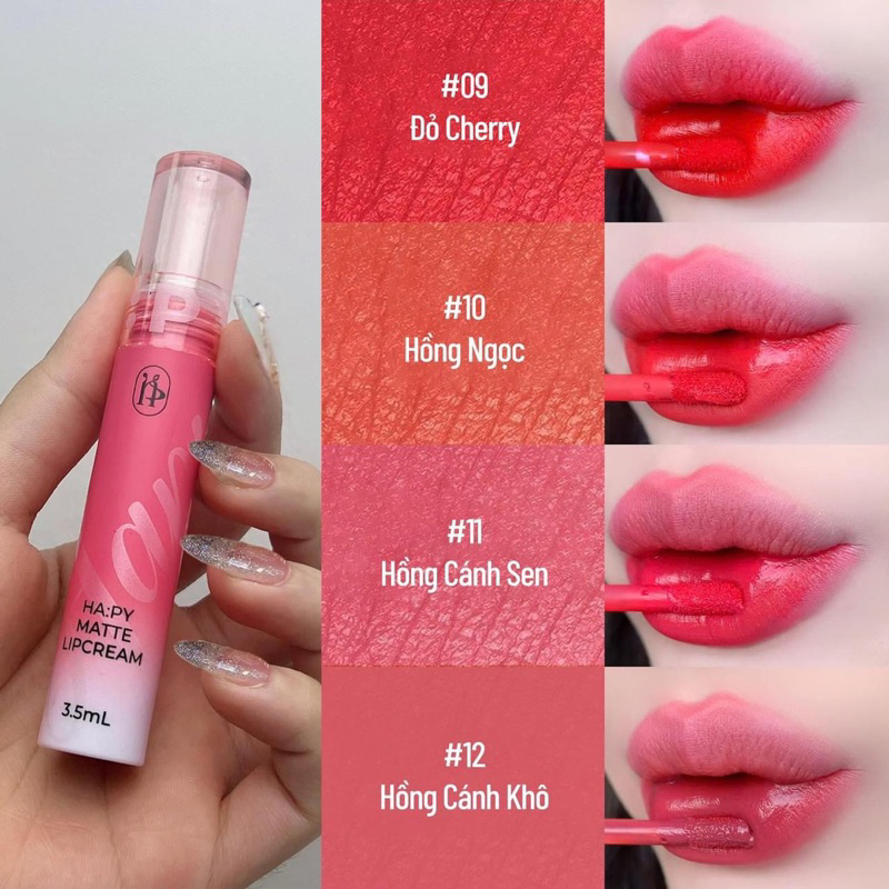 [MUA 1 TẶNG2] Son kem lì Hapy Mate Lipcream không trôi, mịn, mượt với bảng full12 màu