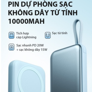 Combo Dây Cáp Sạc Và Sạc không dây 20W Từ Tính Nhỏ Gọn Tiện Lợi, Tích Hợp Cáp Sạc  - ROBOT VPB-W13
