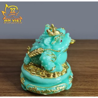 Cóc Ngậm Tiền Thiềm Thừ - Tỳ Hưu Phong Thủy Đá - Cao 15cm - Màu Xanh Hợp mệnh Thủy - CTH2423